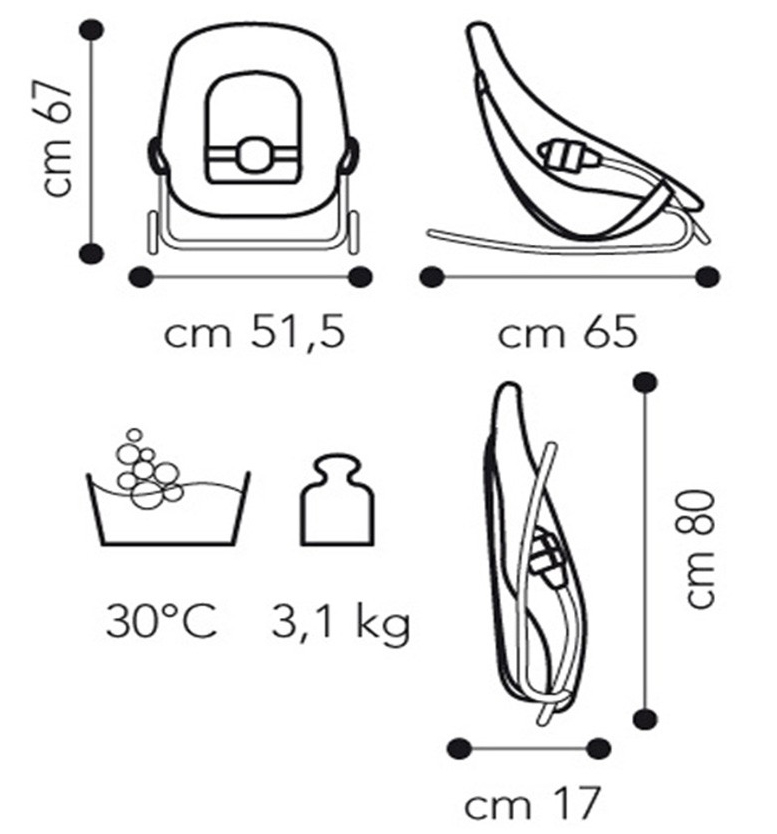 Các thông số kỹ thuật của chiếc ghế bập bênh Brevi có mái che