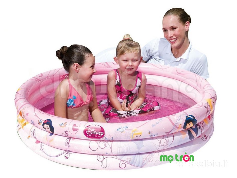 Bể bơi phao cho bé có 3 tầng với màu hồng dễ thương kèm họa tiết công chúa Disney sẽ khiến bé vô cùng thích thú