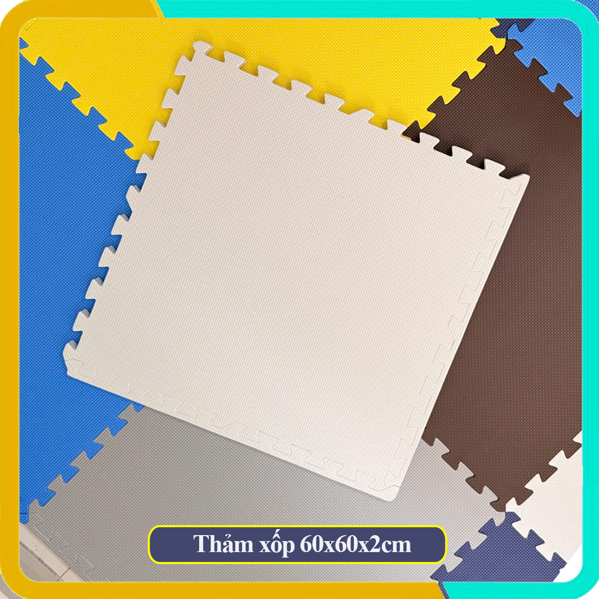 Thảm xốp lót sàn 60x60x2cm màu pastel, Bảo vệ khu vực chơi của bé