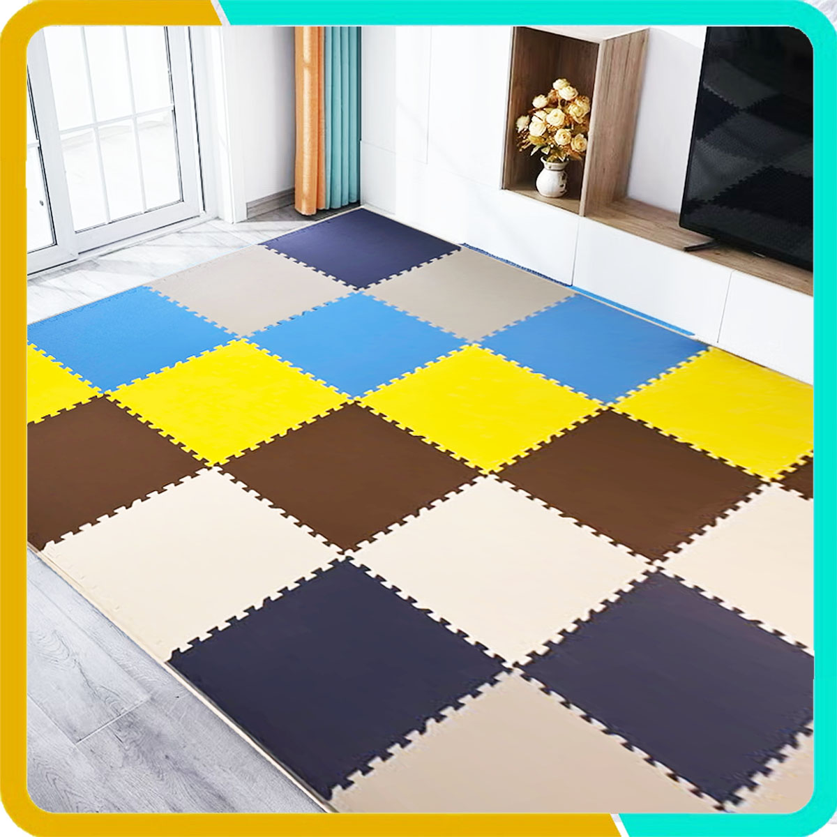Thảm xốp lót sàn 60x60x2cm màu pastel, Bảo vệ khu vực chơi của bé