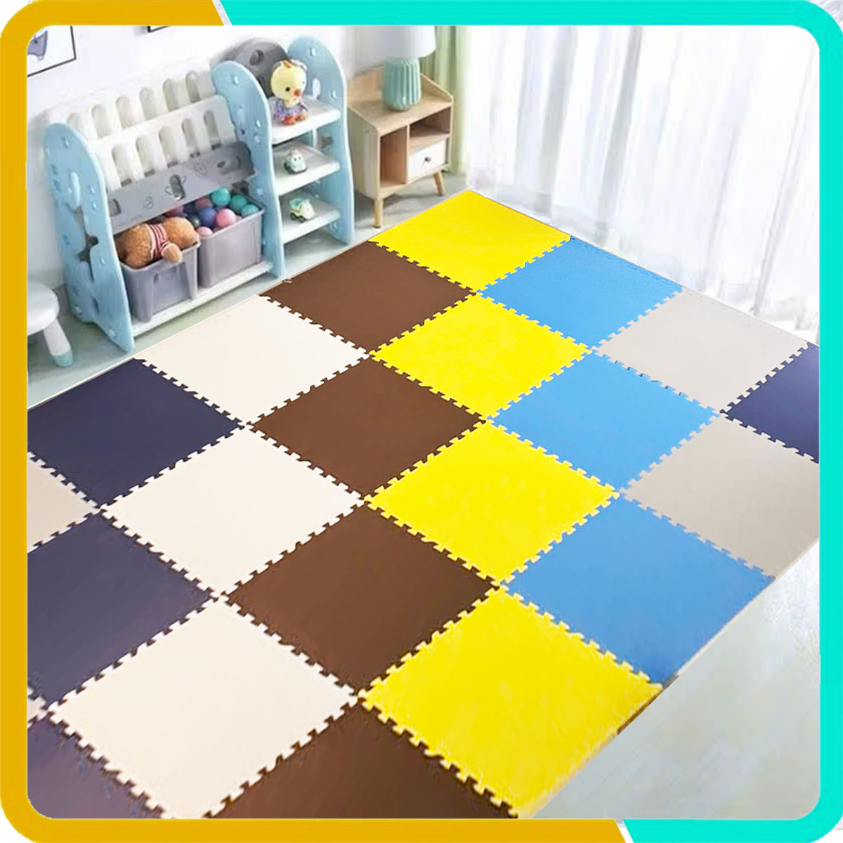 Thảm xốp lót sàn 60x60x2cm màu pastel, Bảo vệ khu vực chơi của bé