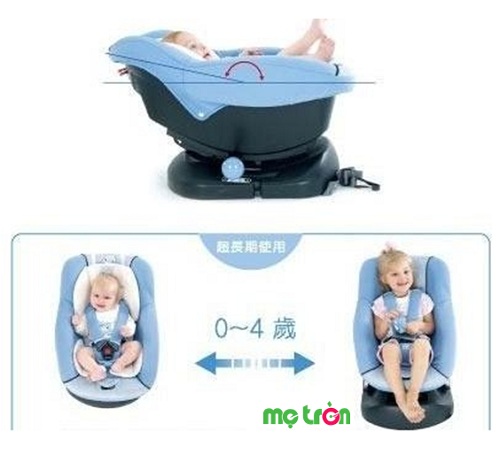 Ghế được thiết kế với 3 chế độ ngả phù hợp với độ tuổi của bé