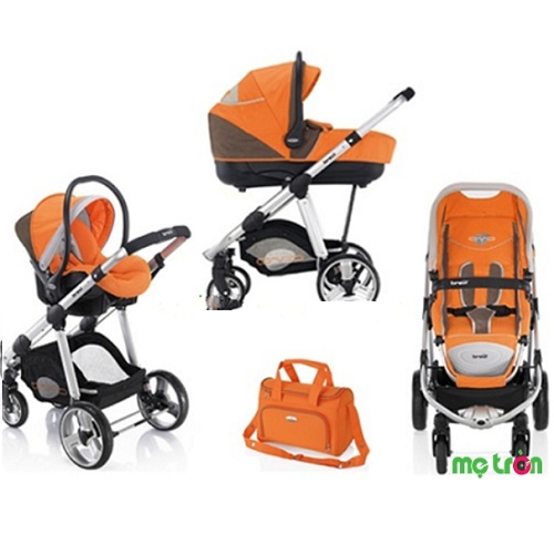 Bộ xe đẩy em bé tiện dụng Brevi Ovo Premium 3 in 1 BRE729-049 màu cam