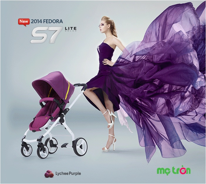 Hình ảnh xe đẩy em bé thiết kế linh hoạt Fedora S7 màu tím
