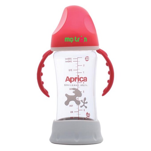Bình sữa thủy tinh Aprica 250ml (cổ rộng) cao cấp chất lượng Nhật Bản