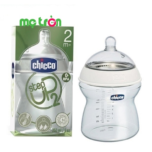 Bình sữa cổ rộng Step Up Chicco 250ml điều chỉnh dòng chảy sữa dễ dàng