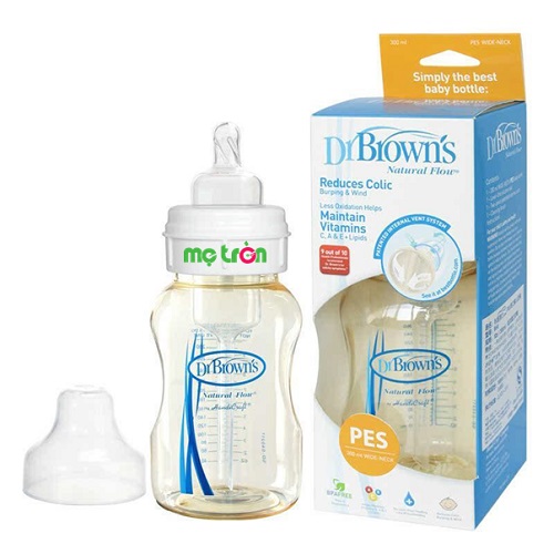 Bình sữa cổ rộng Dr Brown’s 240ml nhựa PES - món quà tuyệt vời mẹ dành cho bé