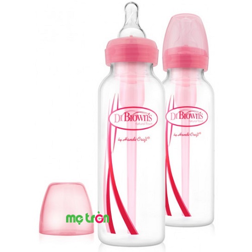 Combo 02 bình sữa cổ thường Dr Brown 250ml nhựa PP màu hồng tiện dụng an toàn