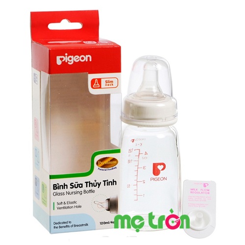 Bình sữa Pigeon 120ml (thủy tinh, không BPA) tiện lợi và an toàn