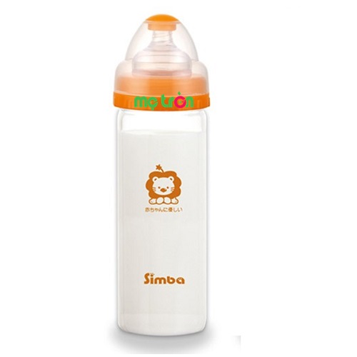  Bình sữa Simba cổ rộng thủy tinh 260ml S6908 màu cam