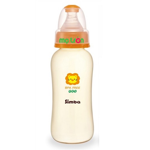 Hình ảnh bình sữa Simba 300ml hình hồ lô nhựa PES S6811 màu cam