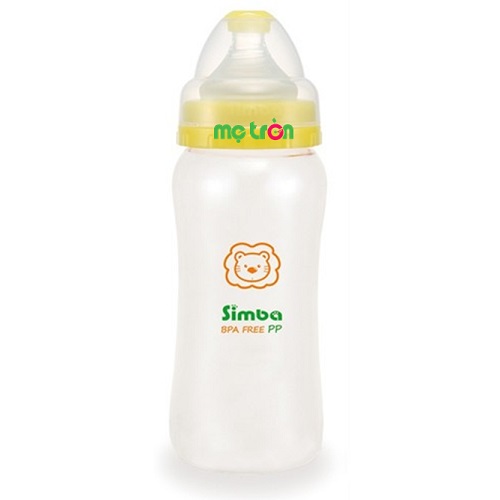 Bình sữa Simba 330ml cổ rộng nhựa PP S6273 màu vàng