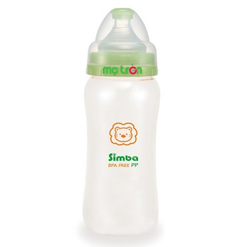 Hình ảnh bình sữa Simba 330ml cổ rộng nhựa PP S6273 màu xanh lá cây