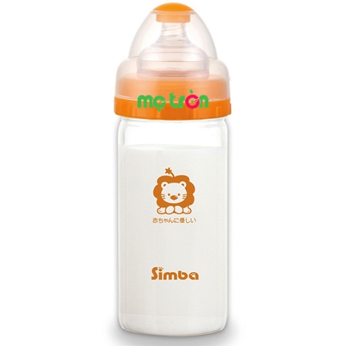Bình sữa Simba cổ rộng thủy tinh 180ml S6909 màu cam