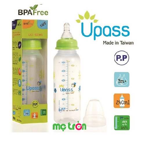 Bình sữa Upass cổ xanh lá không BPA 240ml U06801CL