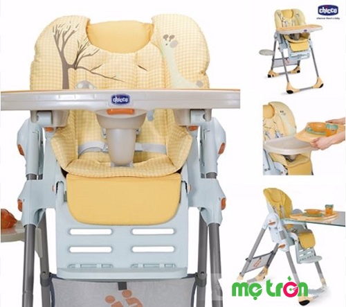 Ghế ăn Chicco Polly Hươu vàng có thể điều chỉnh được 7 mức độ cao thấp khác nhau