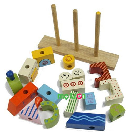 Đồ chơi được thiết kế vô cùng độc đáo cung cấp cho bé 19 chi tiết với nhiều hình dáng khác nhau