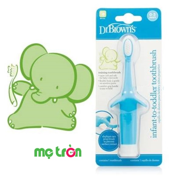 Bàn chải đánh răng cho bé Dr Brown's hình con voi màu xanh được làm từ chất liệu cao cấp an toàn cho trẻ