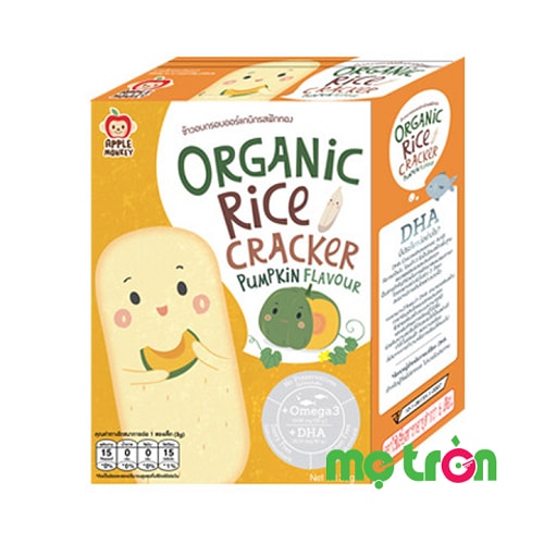 Bánh ăn dặm organic Apple Monkey vị bí đỏ là sản phẩm ăn dặm tiện lợi cho bé