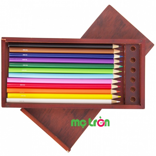 Hộp gỗ 12 cây bút chì màu nước Colormate cho màu sắc tươi sáng