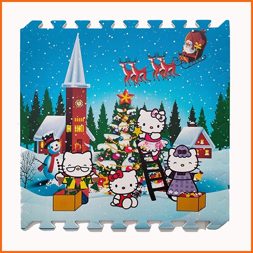 Thảm xốp cho bé Hello Kitty (60x60x1cm) - Bộ 4 tấm -Hình ảnh dễ thương- An toàn cho bé