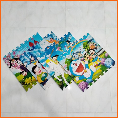 Thảm xốp cho bé hình Doremon (60x60x1cm) - Bộ 4 tấm -Hình ảnh dễ thương- An toàn cho bé