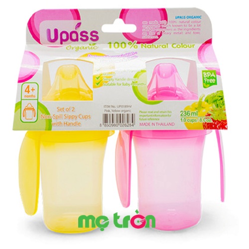 Bộ 2 cốc tập uống chống đổ có quai Upass hữu cơ cho bé