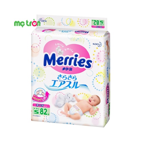 Tã dán Merries size S (82 miếng) cho bé 4-8kg