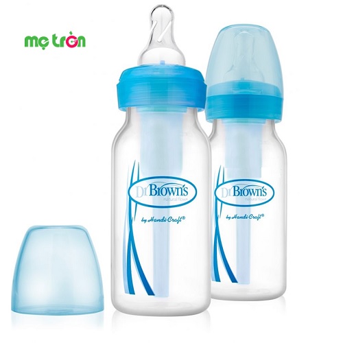 Combo 02 bình sữa cổ thường tùy chọn Dr Brown 120ml nhựa PP (xanh hoặc hồng)