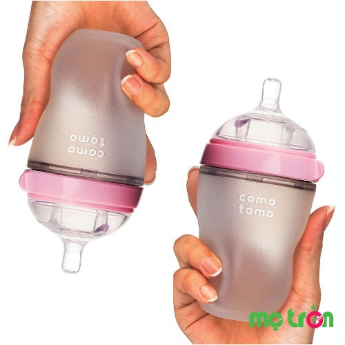 Bộ hai bình sữa Comotomo silicone 250ml thiết kế núm ty mềm mại (màu hồng – CT00004)