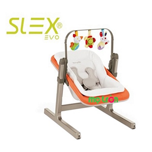 Nôi gắn ghế ăn Brevi Slex Evo BRE223-234 màu cam có nệm dày vừa khít, gọn gàng trên ghế tạo cho bé sự êm ái, thoải mái khi nằm ăn. Ghế bằng nhựa nên sau khi bé ăn mẹ xong mẹ cũng dễ dàng dọn dẹp thức ăn vươn trên ghế, cọ rửa vệ sinh ghế sạch sẽ, thuận tiện cả cho mẹ và bé.