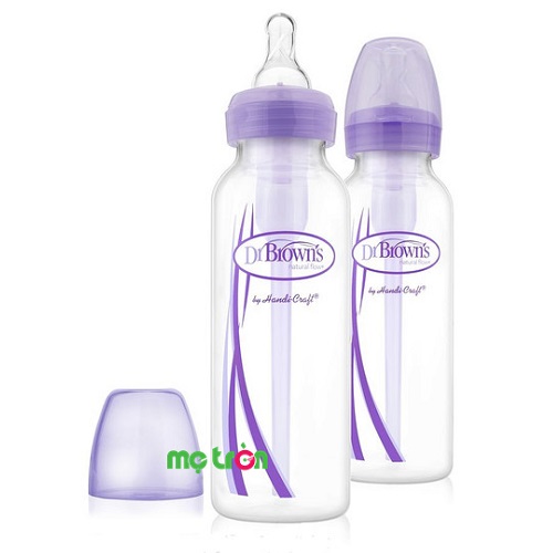 Combo 02 bình sữa cổ thường Dr Brown 250ml nhựa PP (hồng, xanh, tím) được làm từ chất liệu nhựa PP cao cấp không chứa BPA và các thành phần hóa học khác gây hại cho sức khỏe của bé. Sản phẩm được thiết kế nhỏ gọn và đủ vừa để bé có thể cầm bú tiện lợi và dễ dàng.