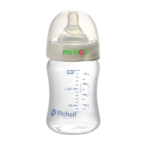 Bình sữa thủy tinh cổ rộng 150ml Richell RC98142 chịu nhiệt tốt