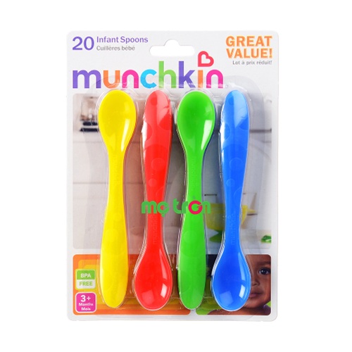 - Bộ thìa nhựa 20 chiếc Munchkin nhiều màu cho bé làm từ chất liệu nhựa cao cấp.
- Thiết kế đầu thìa trơn nhẵn, bo tròn không góc cạnh.
- Màu sắc bắt mắt.
