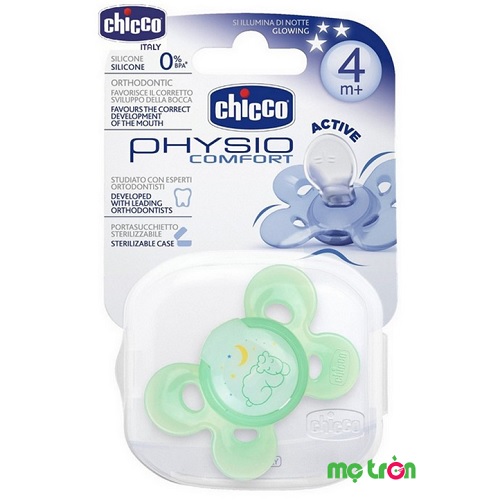 Ty ngậm silicon Physio Comfort dạ quang hình cừu sao có hộp Chicco 4M+